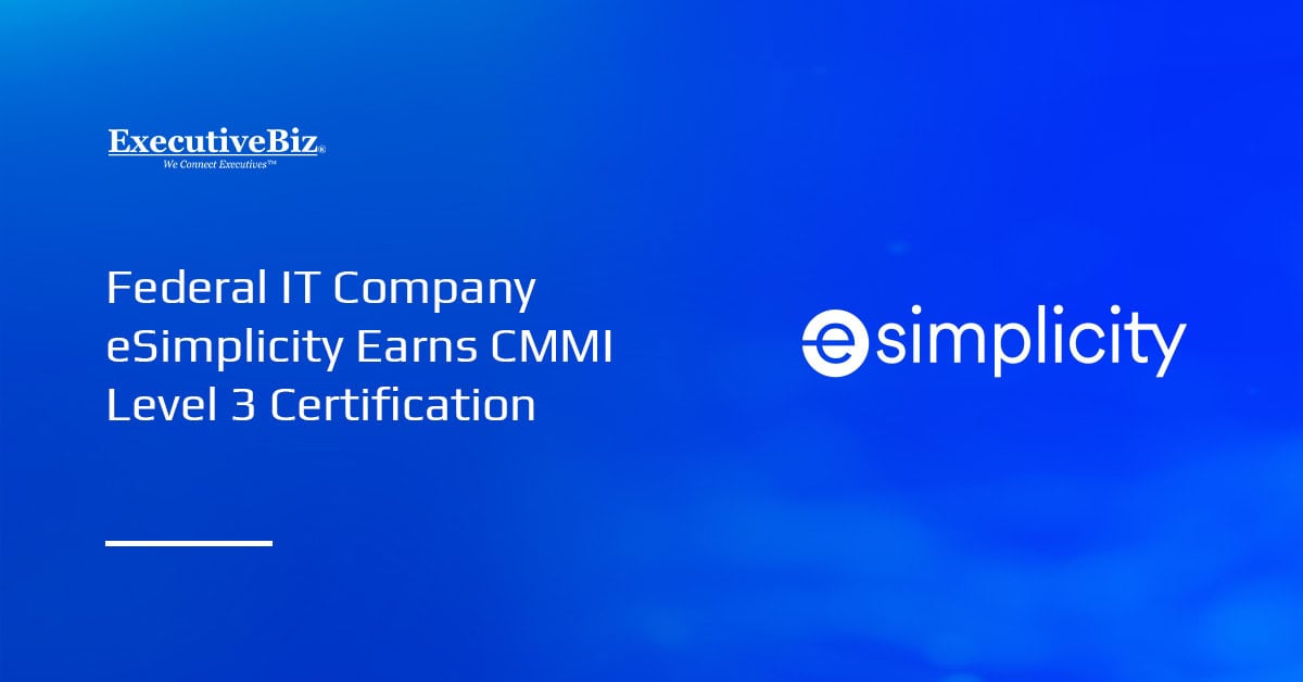 eSimplicity logo. eSimplicity said its received CMMI Maturity Level 3 certification following an evaluation