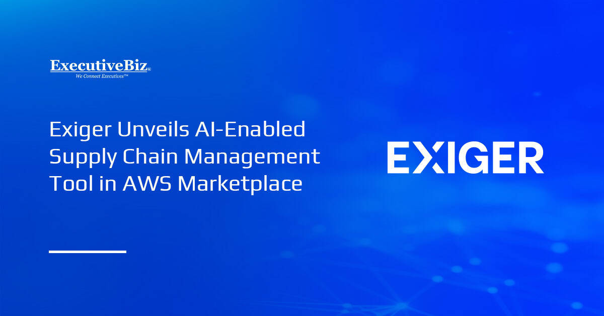 Exiger logo. Exiger has made its AI-enabled supply chain management platform available in AWS Marketplace.