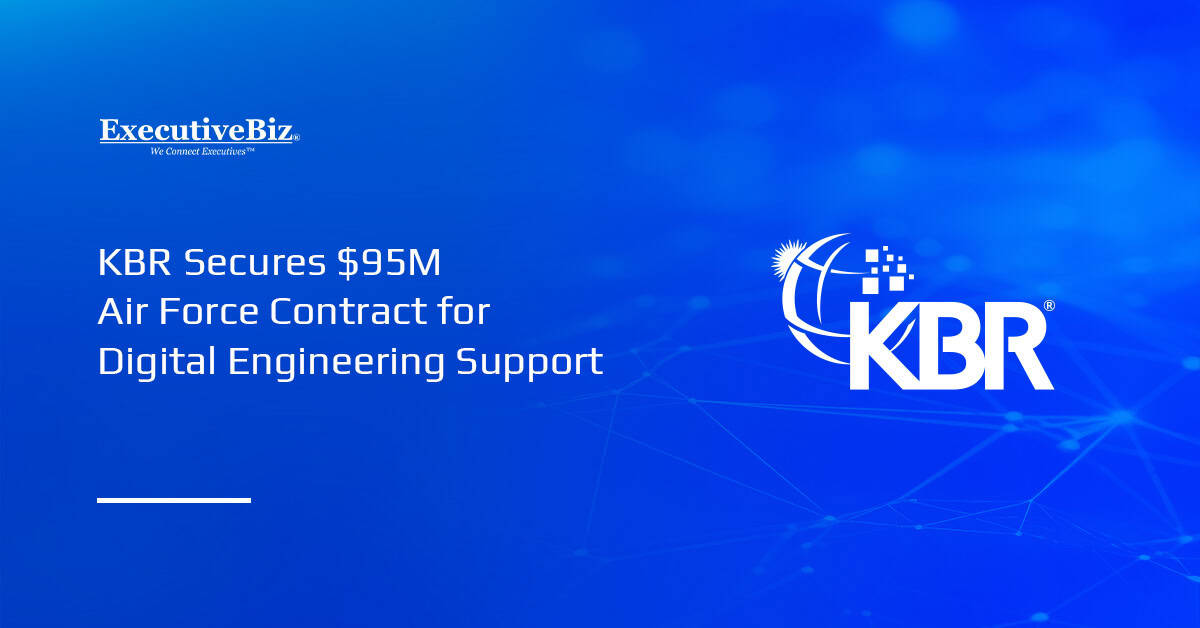 KBR logo. KBR secured a $95 million contract from the U.S. Air Force for digital engineering and enterprise decision support.