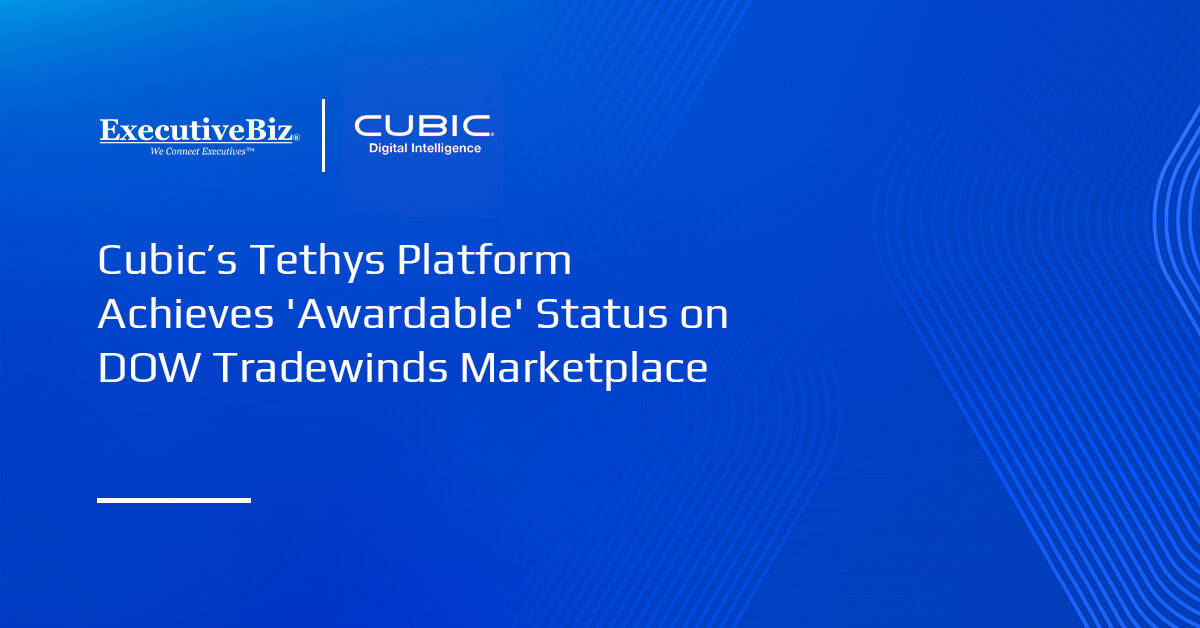 Cubic Digital Intelligence logo. DOW Tradewinds Marketplace designates Cubic’s Tethys platform “Awardable.”