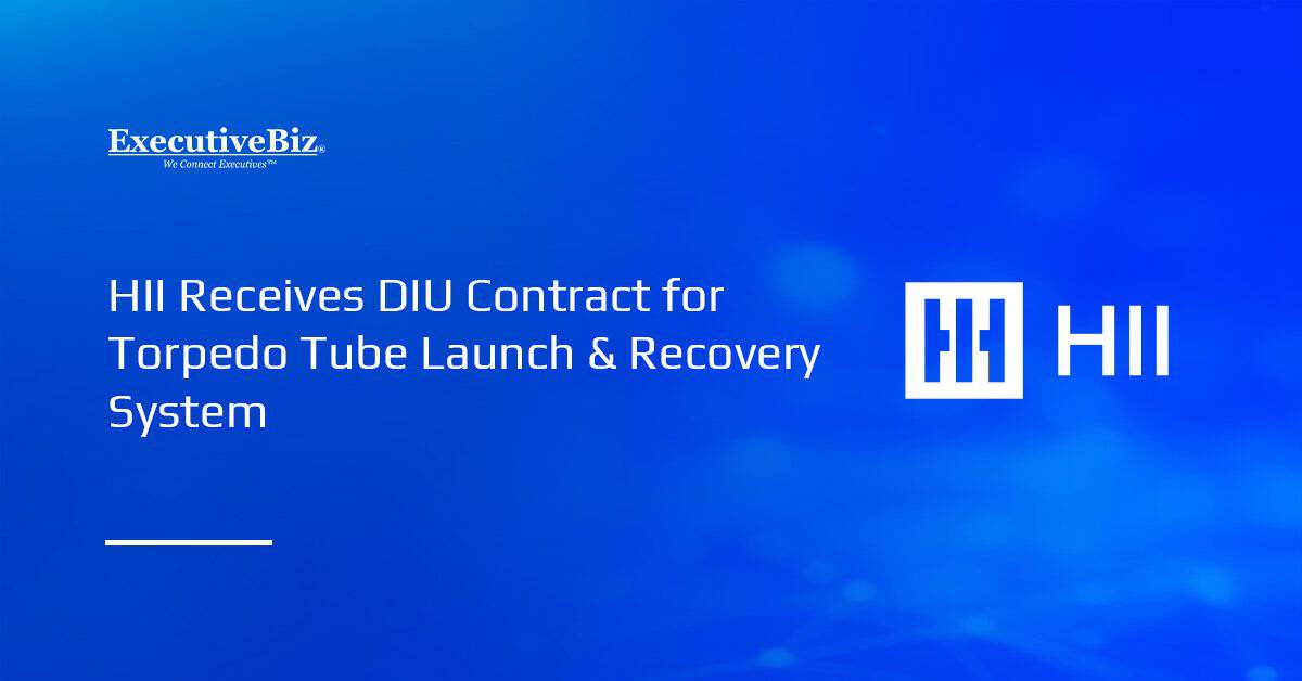 HII logo. DIU awarded HII a contract for a Torpedo Tube Launch and Recovery system.