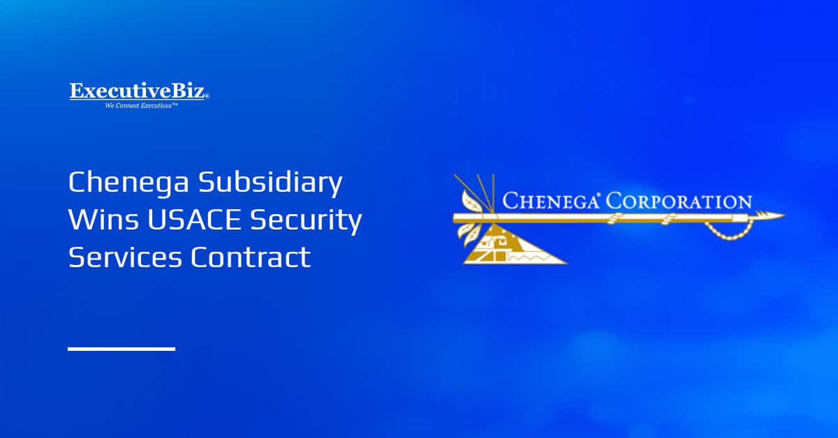 Chenega logo. Chenega Naswik International has secured an $8.5 million security services contract from USACE.