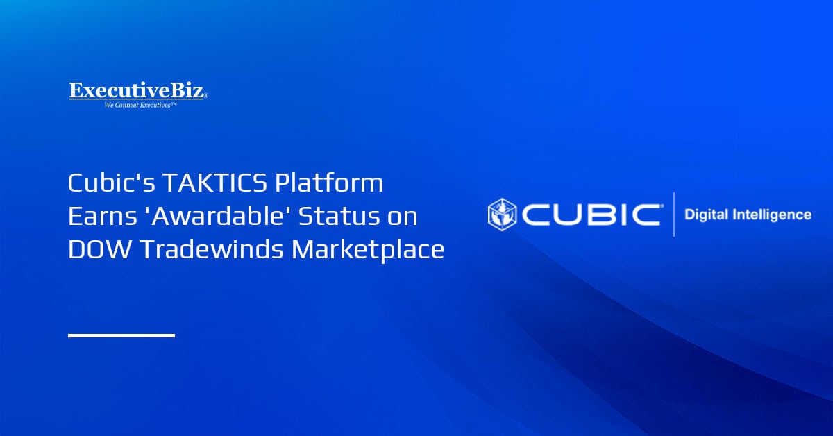 Cubic Digital Intelligence logo. DOW's Tradewinds Marketplace designated Cubic’s TAKTICS as “Awardable.”