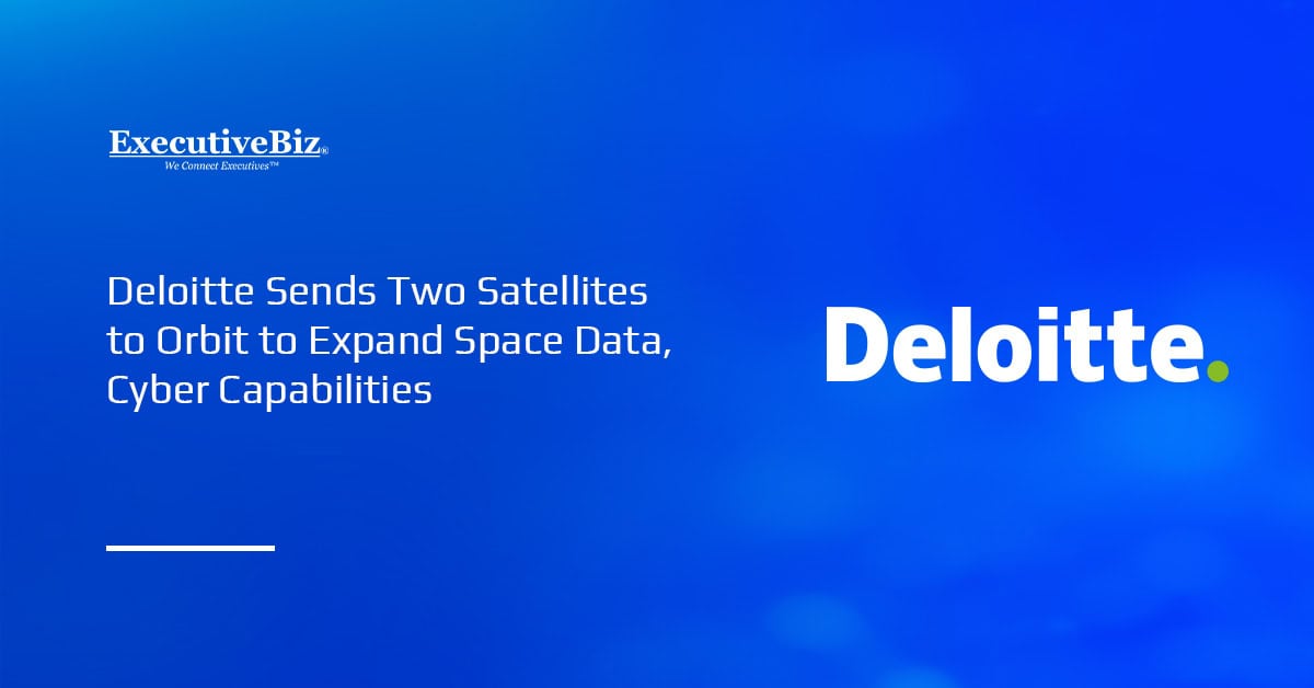 Deloitte's logo. Deloitte launched two satellites to advance on-orbit cyber defense and space data capabilities