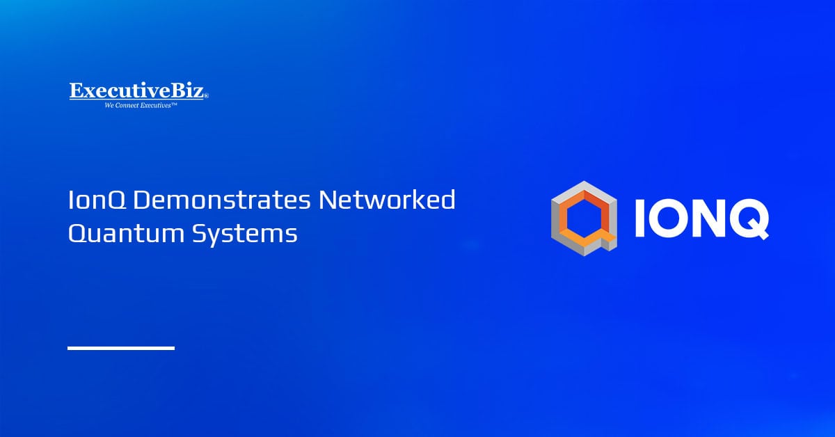 IonQ logo. IonQ has demonstrated the ability to connect remote quantum systems using photonic interconnects.