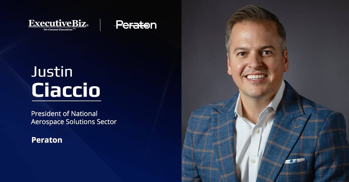Peraton's Justin Ciaccio. Peraton has promoted Justin Ciaccio to president of national aerospace solutions sector.
