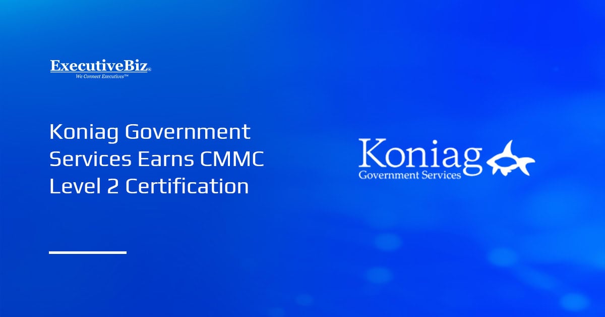 Koniag Government Services logo. KGS has achieved CMMC Level 2 cybersecurity certification.