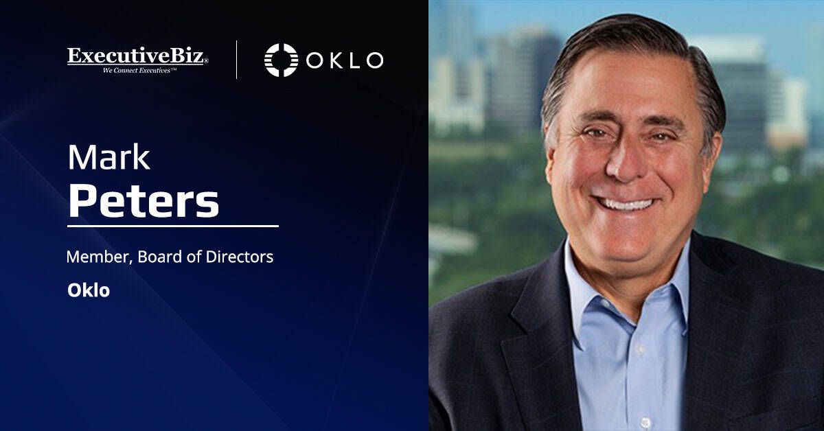 Mark Peters, member of Oklo's board of directors. Peters will support Oklo’s efforts to advance energy technology deployment