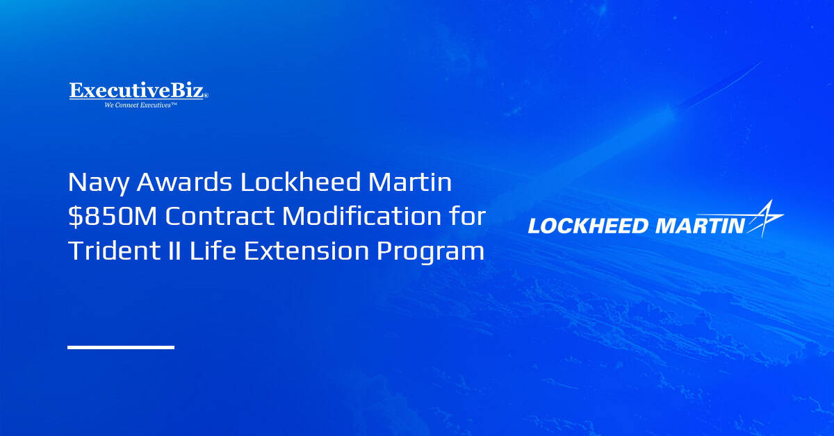 Lockheed Martin logo. Lockheed Martin will support the Navy's Trident II program under an $850 million contract modification