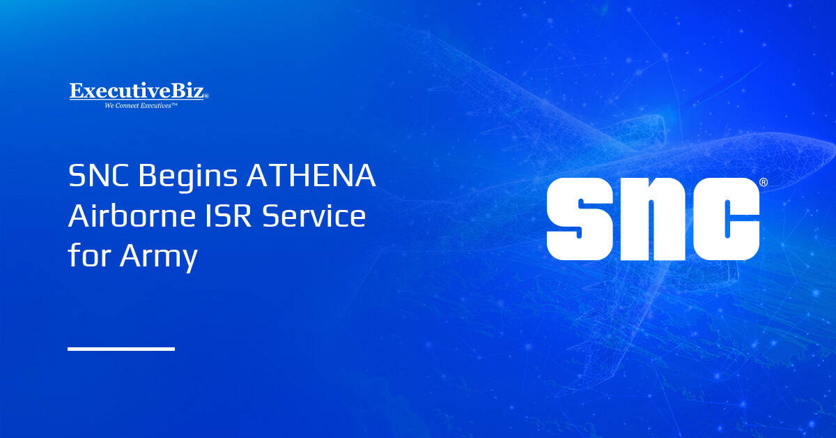 SNC logo. SNC has finalized testing and begun service of ATHENA aircraft in support of the Army’s airborne ISR missions.