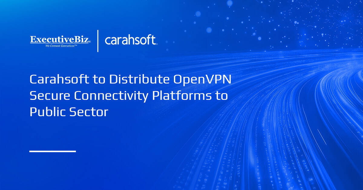 Carahsoft logo. Through a new partnership, Carahsoft will distribute OpenVPN’s platforms to the public sector.