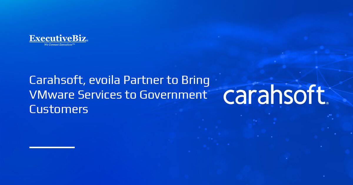 Carahsoft logo. Carahsoft and evoila U.S. have partnered to bring VMware by Broadcom services to the public sector.