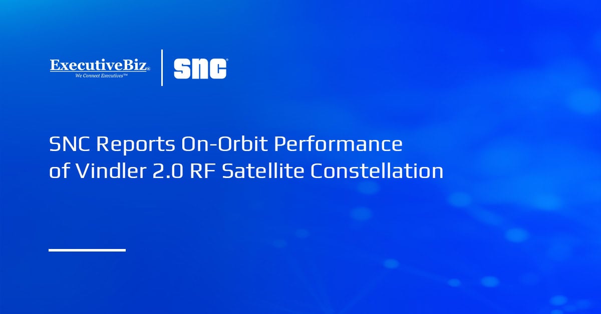 SNC logo. SNC has reported on-orbit activity for its Vindler 2.0 RF small satellite constellation.