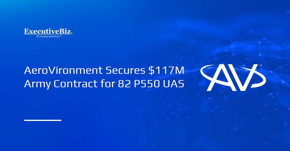 AeroVironment logo. AV will provide 82 P550 unmanned aircraft systems under a $117 million Army contract.