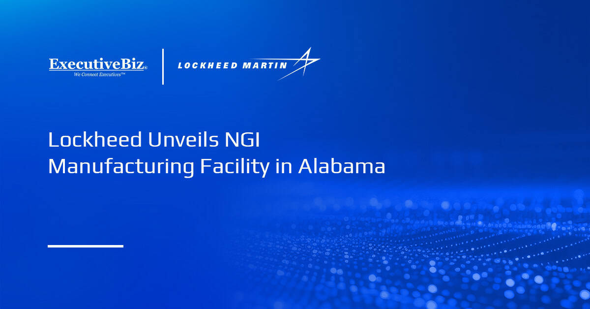 Lockheed Martin logo. Lockheed has launched its MAB-5 facility in Alabama to support NGI production.