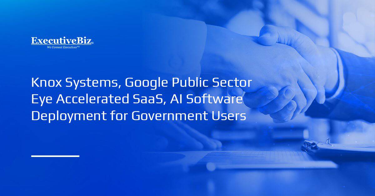 Two people shaking hands. Knox Systems is collaborating with Google Public Sector.