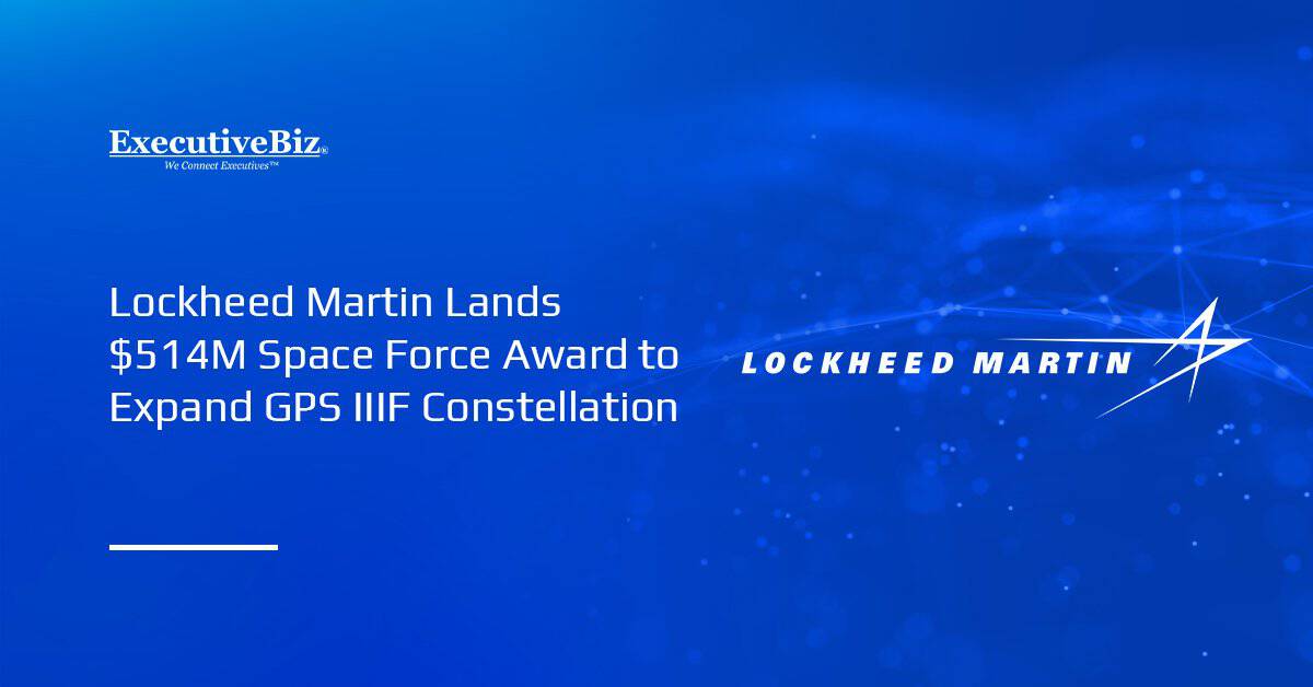 Lockheed Martin logo. The U.S. Space Force has awarded Lockheed Martin a contract to expand the GPS IIIF constellation.