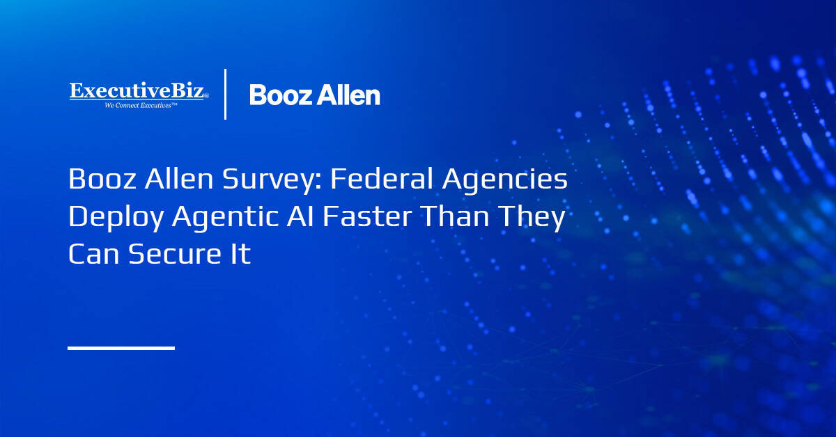 Booz Allen logo. Booz Allen conducted a survey on federal agencies' deployment of AI agents.