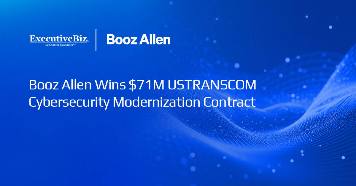 Booz Allen logo. Booz Allen has won a $70.6 million contract to provide cybersecurity capabilities for USTRANSCOM.