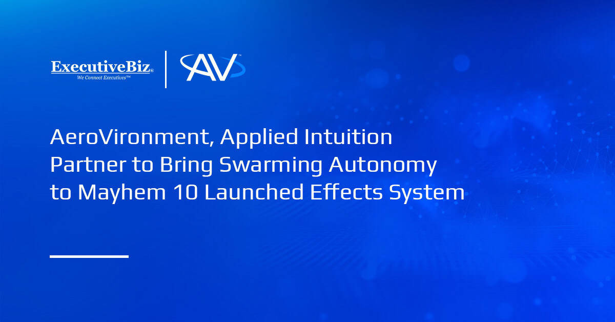 AV logo. AeroVironment and Applied Intuition have entered into a strategic teaming agreement.