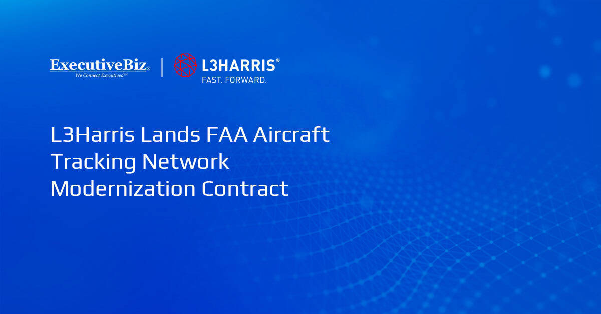 L3Harris logo. The FAA awarded L3Harris a contract to modernize and operate the U.S. aircraft tracking network.