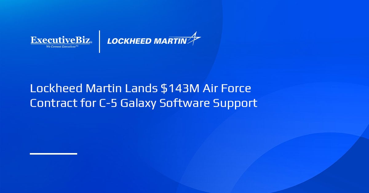 Lockheed Martin logo. The U.S. Air Force awarded Lockheed Martin a contract to provide software support for the C-5 Galaxy.