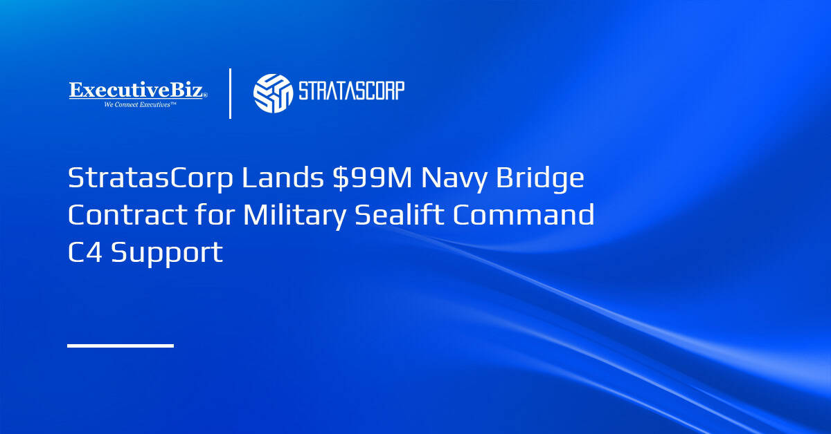 StratasCorp logo. The U.S. Navy has awarded StratasCorp a contract for C4 support for the Military Sealift Command fleet.